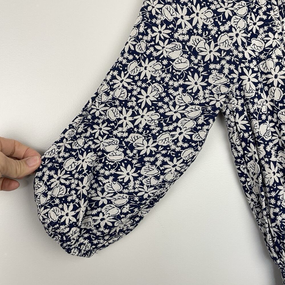 Polo Ralph Lauren Tiered Mini Dress Women Size 12 Navy Floral Western Festival - Picture 8 of 11